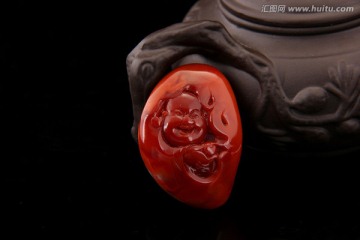 弥勒佛 南红玛瑙吊坠
