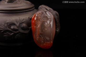 古代美女 南红玛瑙吊坠