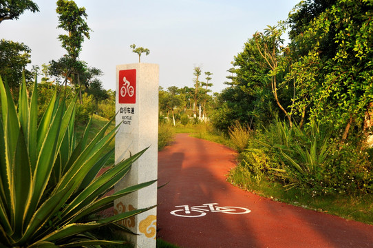 公园自行车车道标志