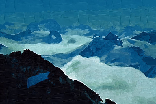 雪山风景画