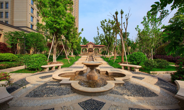小区中庭喷泉景观