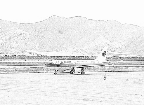 西藏贡嘎机场素描