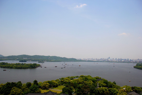 西湖全景 岛屿