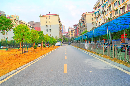 马路 道路 停车棚