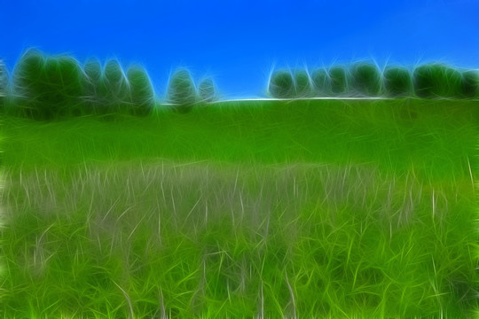 电脑画 绿色原野
