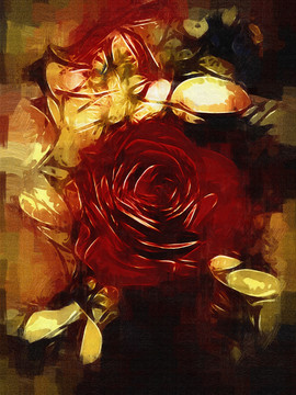 抽象画 玫瑰花