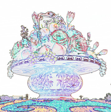 电脑绘画 彩描 巨型花篮