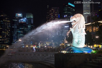 新加坡旅游 鱼尾狮公园夜景