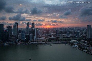 新加坡都市夜景 新加坡俯瞰图