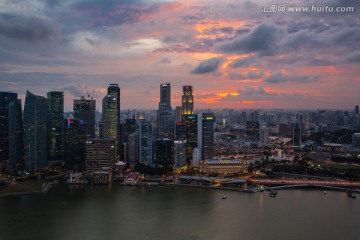 新加坡都市夜景 新加坡俯瞰图