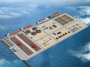 港口鸟瞰图模型