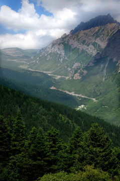 远眺山谷 高清黄龙九寨风景