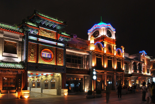 北京前门大街夜景灯光