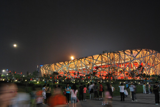 北京奥运鸟巢夜景