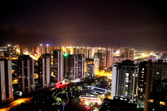 来宾市夜景鸟瞰图