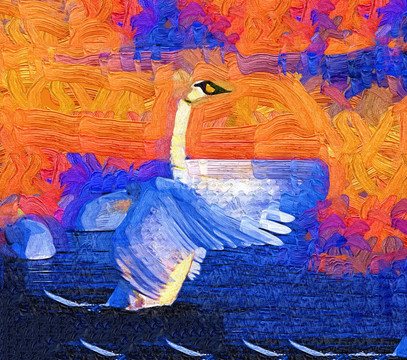 油画 装饰画 天鹅