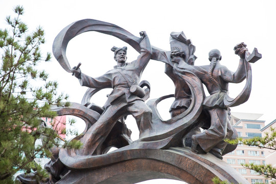 陕北腰鼓人物雕塑