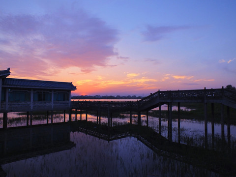 汨罗江夕照余霞