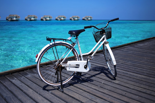 马尔代夫海岛骑自行车