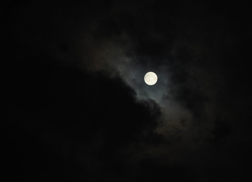 乌云密布中的圆月
