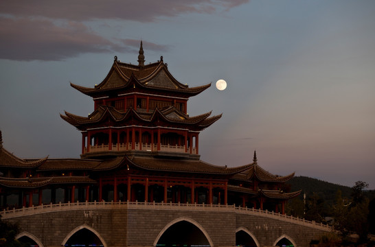 月亮 中秋节 古建筑 仿古建筑