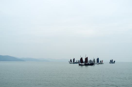 太湖鼋头渚帆船