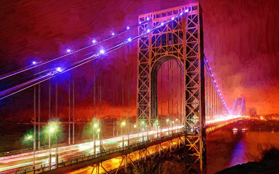 华盛顿大桥油画