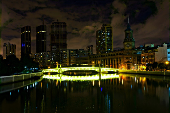 上海苏州河夜景 四川路桥