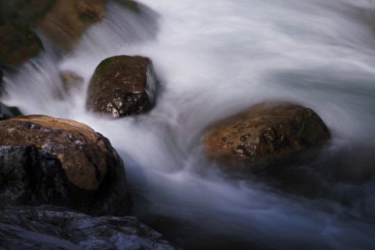 流水 溪流 小河 河流 苔藓