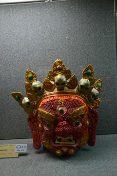 珊瑚护法神面具 西藏文物