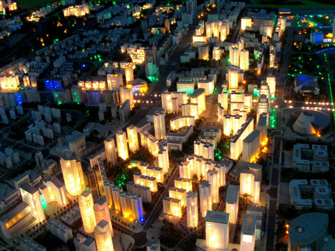 城市夜景鸟瞰图