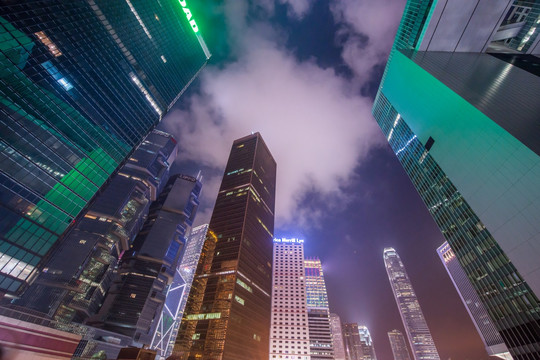 香港摩天大楼建筑群 夜景