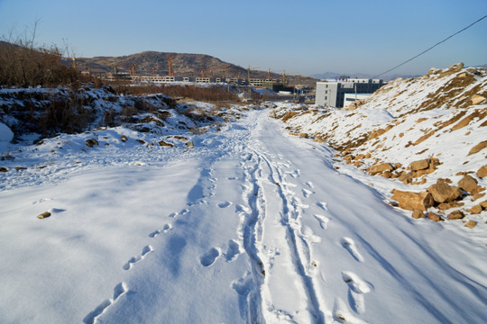 大雪覆盖的道路