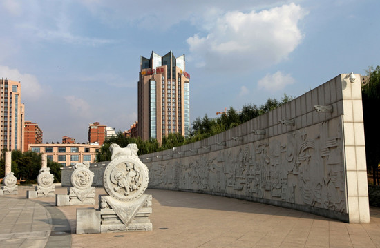 陕北民俗建筑景观榆林阳光广场