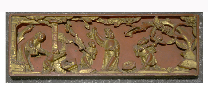 金漆木雕人物故事纹饰板