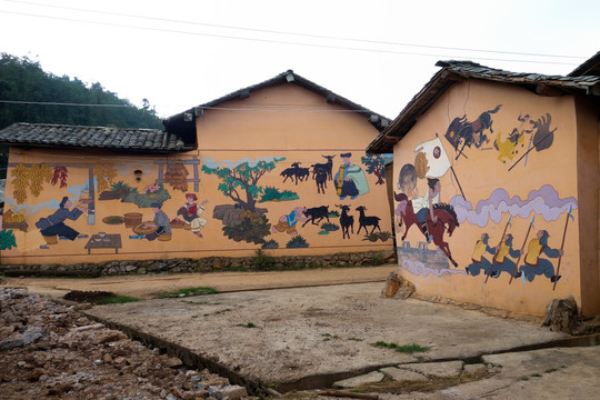 彝族山村壁画