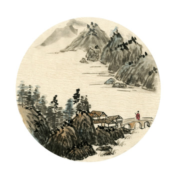 水亭山居图 国画 山水画