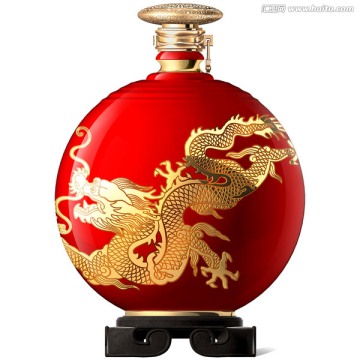 中国红釉瓶效果图