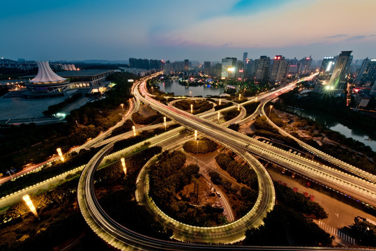 南宁竹溪立交高清全景 夜景