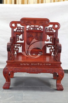 红木家具 明式单座沙发 缅甸花