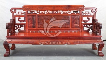 红木家具 明式三人位沙 发缅甸