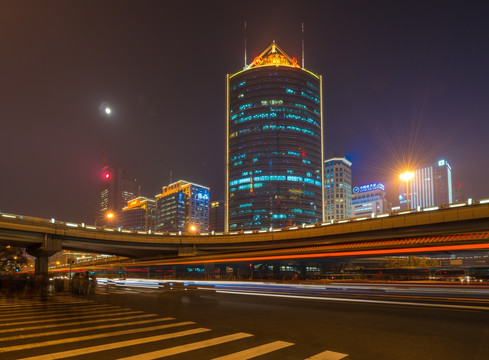 北京国贸桥 招商局大厦 夜景