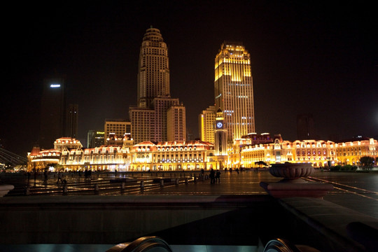 中国 天津 火车站 城市 夜景
