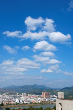 福建龙岩上杭城市风光