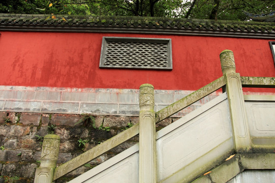 红墙 古院墙 汉白玉栏杆