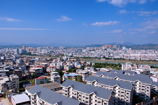 福建龙岩上杭城市风光