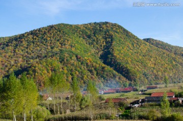 长白山 秋天 风光 农村