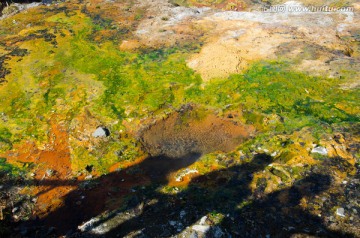 长白山 彩色 温泉 泉水