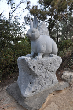 十二生肖 兔石雕