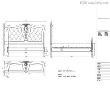 欧式大床CAD图纸